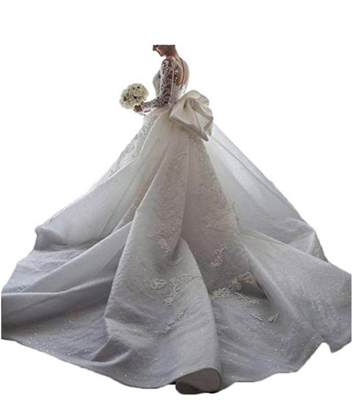 Elegant Long Sleeves Mermaid Wedding Dress with Detachable Train
