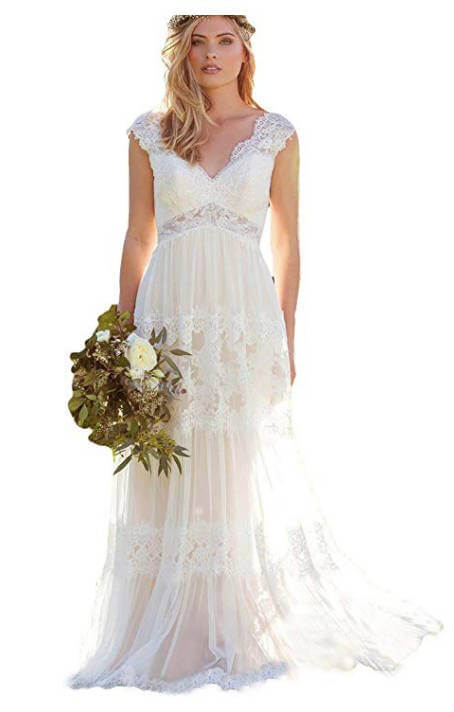 Backless Lace Boho Wedding Dresses Under 200 Dollars